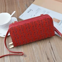 fashion womens wallet letter print leather shoulder bags straps mobile phone card holders wallet handbag money pockets for girl