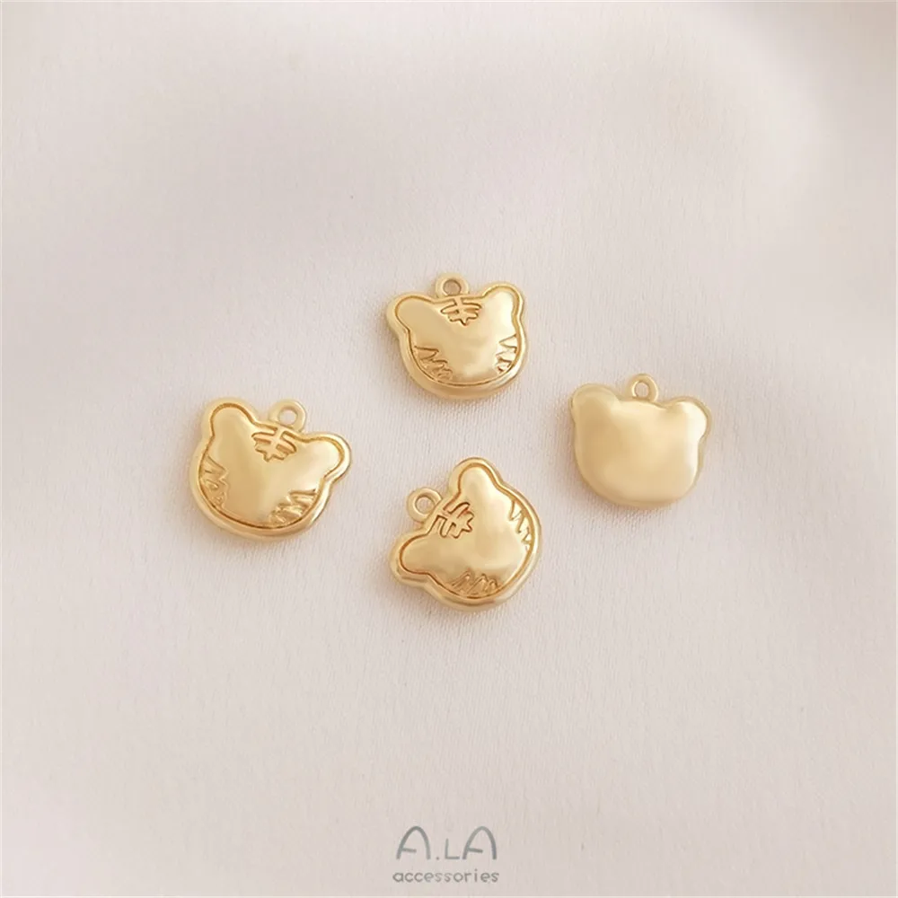 14K позолоченная мультяшная голова тигра год Тигра Китайский Зодиак в этом году