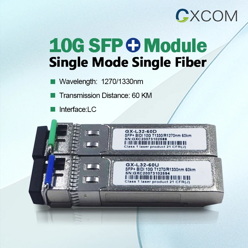 2Pcs 10G BIDI 10/20/40/60KM SFP+ Module LC 1270/1330nm Single Mode Single Fiber  Module Compatible with Mikrotik Cisco Swith