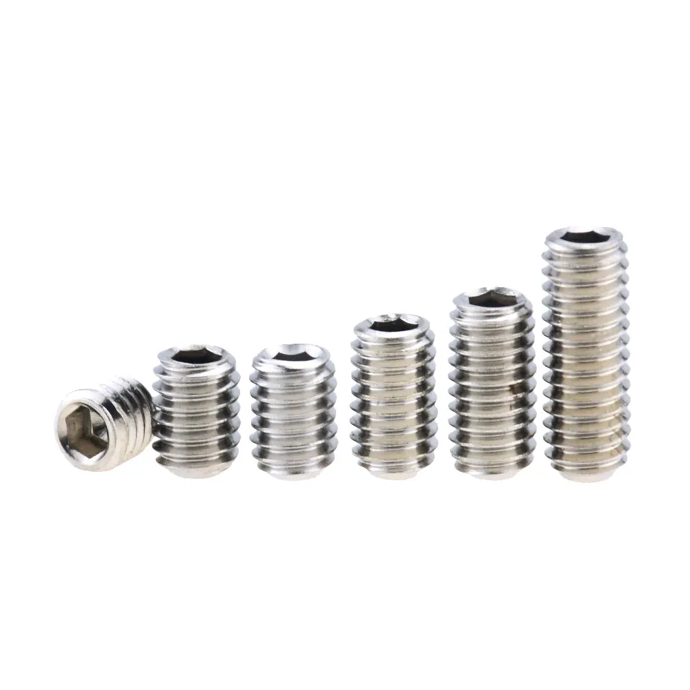 

50PCS M2.5*2.5-12 8 10 Hexagon Hex Socket Set Screw Flat Point Allen Head Grub Screw Stainless Steel Headless Set Screw M2.5x2.5