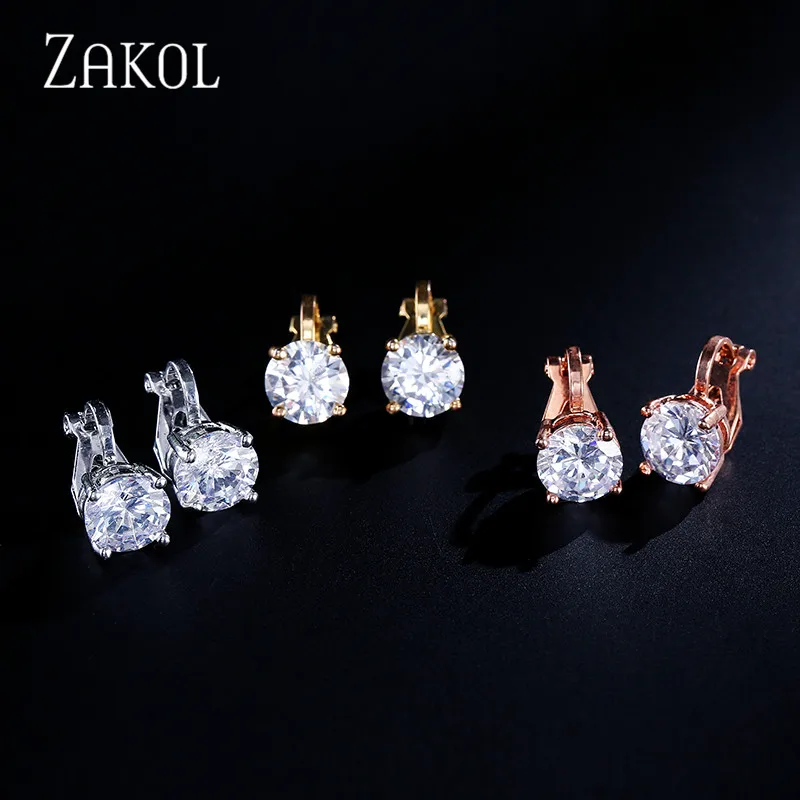 ZAKOL Cubic Zirconia Clip Earrings для Дамская Мода Ювелирные изделия из кристаллов серьги женские Свадебная вечеринка подарок наивысшего качества FSEP526