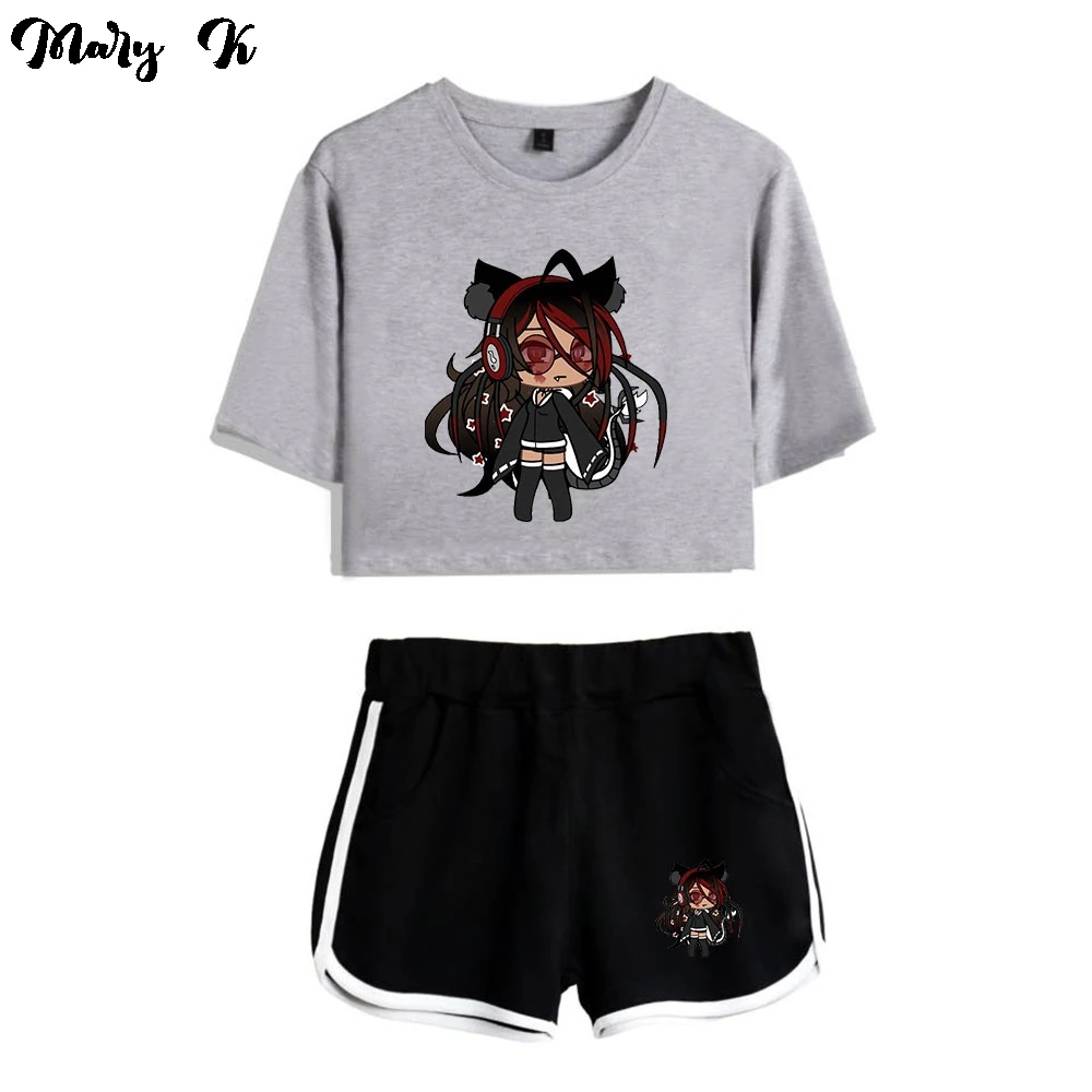 

Simple And Beautiful Gacha Life Womens Two Piece Set Shorts+lovely T-shirt Streetwear Girl Sets Gacha Life girls Cool sweatshirt