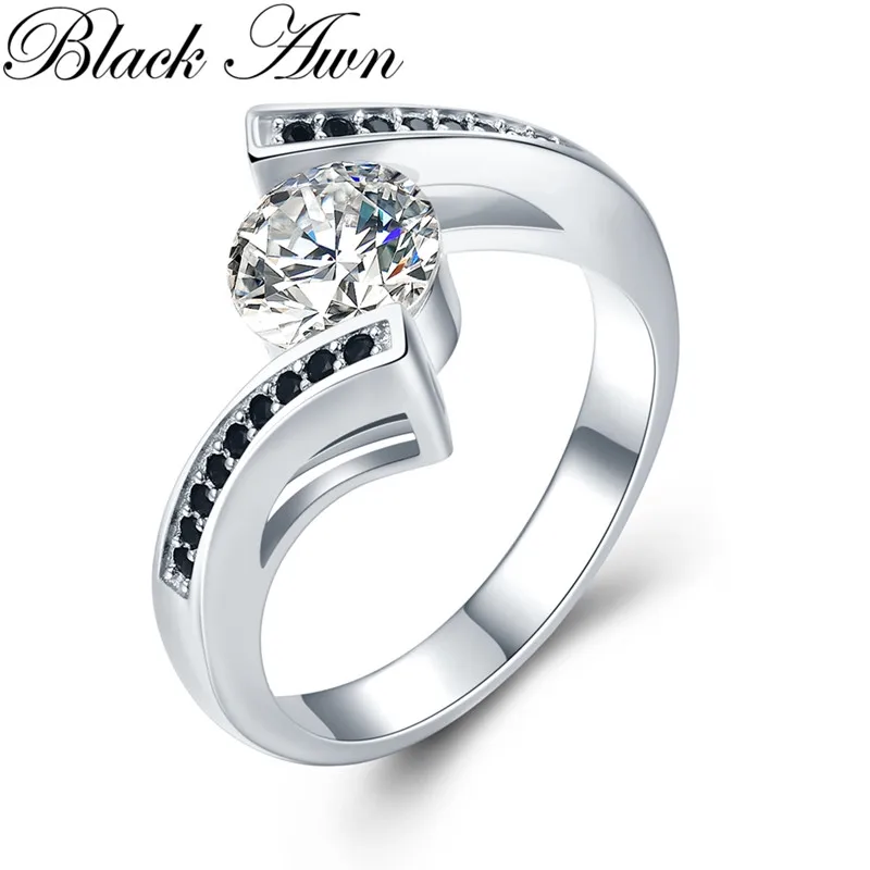 BLACK AWN 2021 New Genuine 100% Sterling 925 Silver Jewelry Square Engagement Rings for Women Gift C477