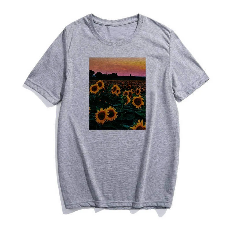 Рубашка в стиле Харадзюку ольччан женская модная футболка с подсолнухом мужская