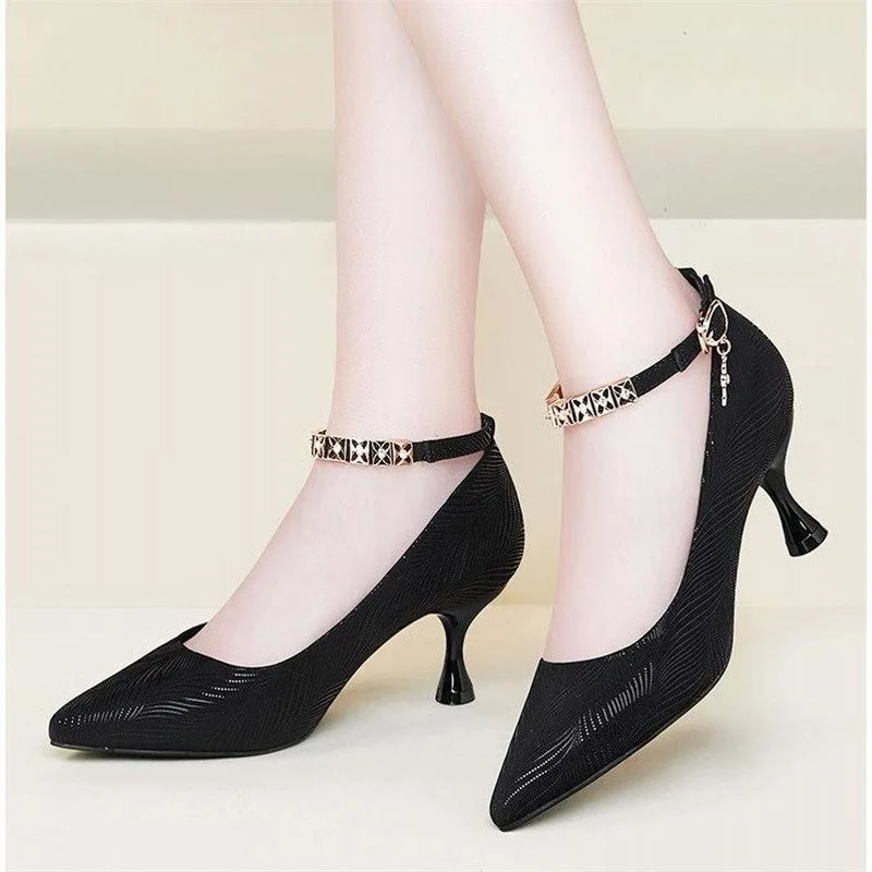 Женская обувь новые черные туфли-лодочки принцессы с острым носком и