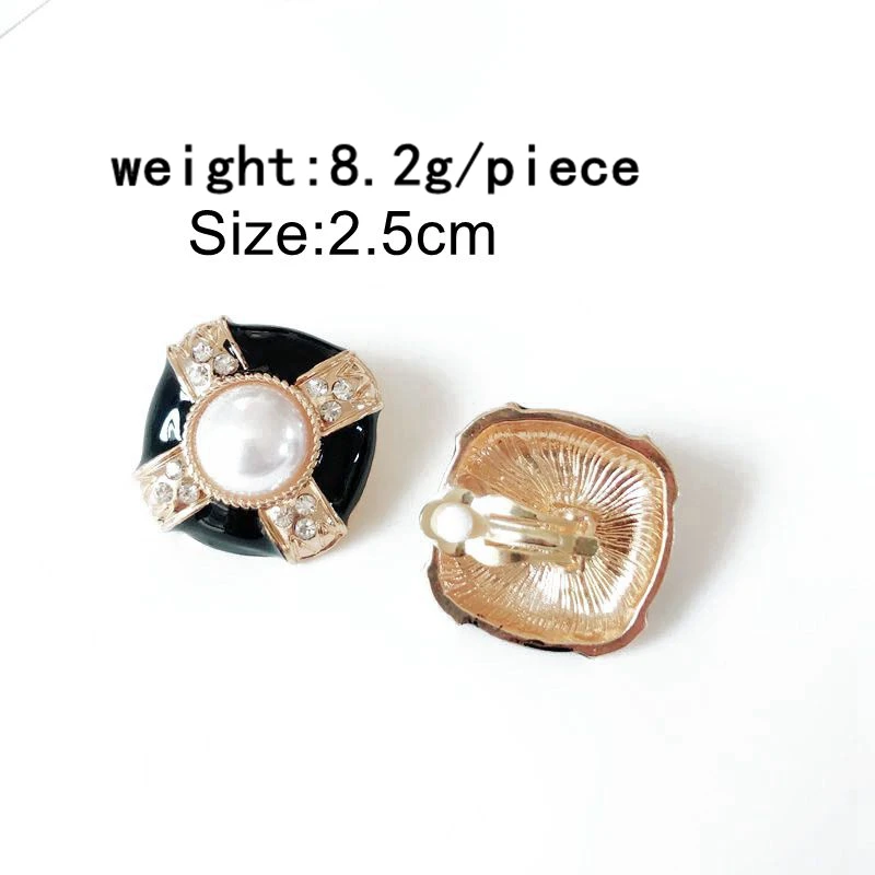 Белые серьги клипсы с имитацией жемчуга геометрической глазури металлические