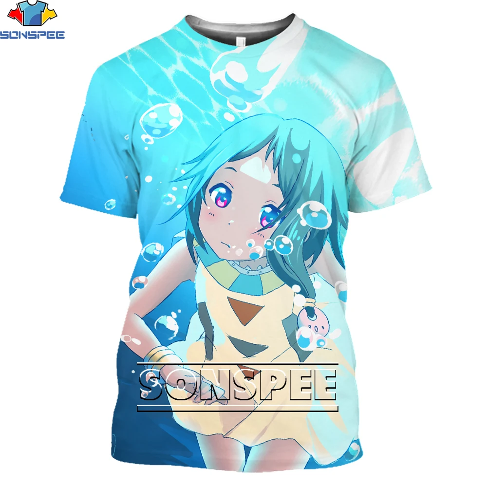 

SONSPEE 2021 Fashion Style Japanese Summer Anime Tamako Market 3D Printing Harajuku Casual T-shirt Popular Oversized Men's Top