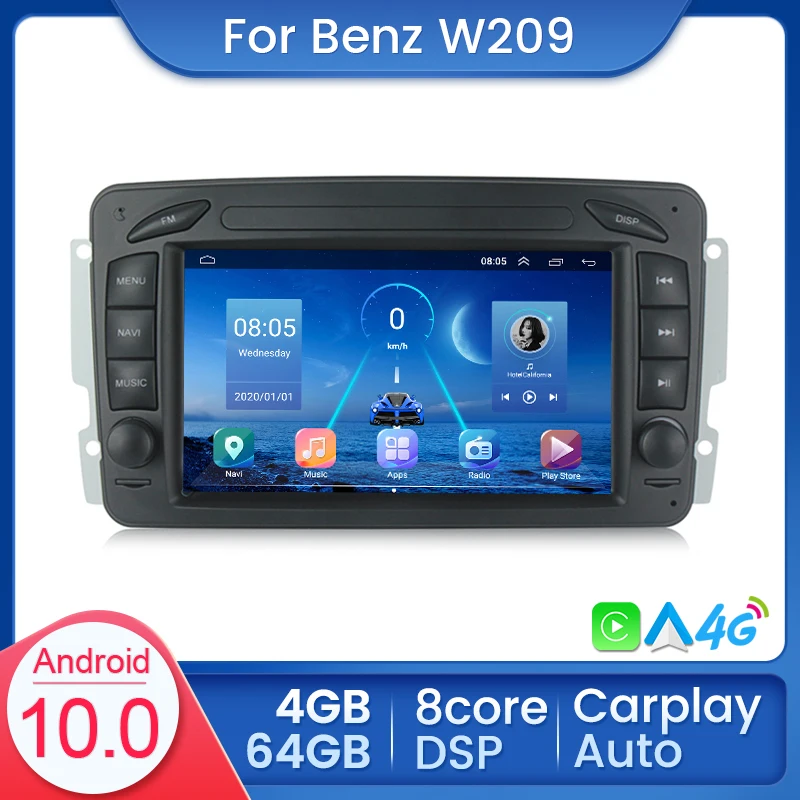 

Автомагнитола на Android 10, 4G, LTE, для Mercedes-Benz W209, W203, W463, Vito, W639, 1998-2004
