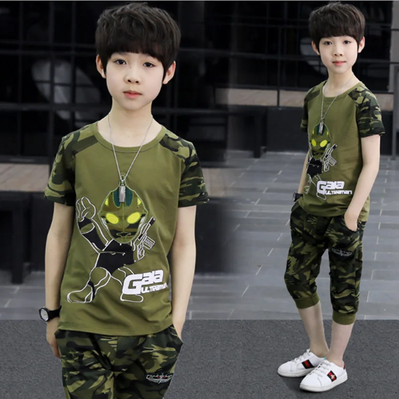 Детский костюм с короткими рукавами для мальчиков новинка 2020 года летняя детская