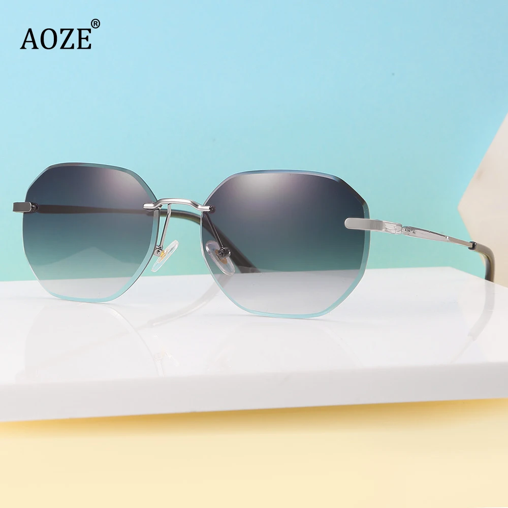 

2021 Polygon Randlose Sonnenbrille MÃ¤nner und Frauen Randlose blaue Spiegel Ozean Linse Sonnenbrille Frauen Mode Brille UV400