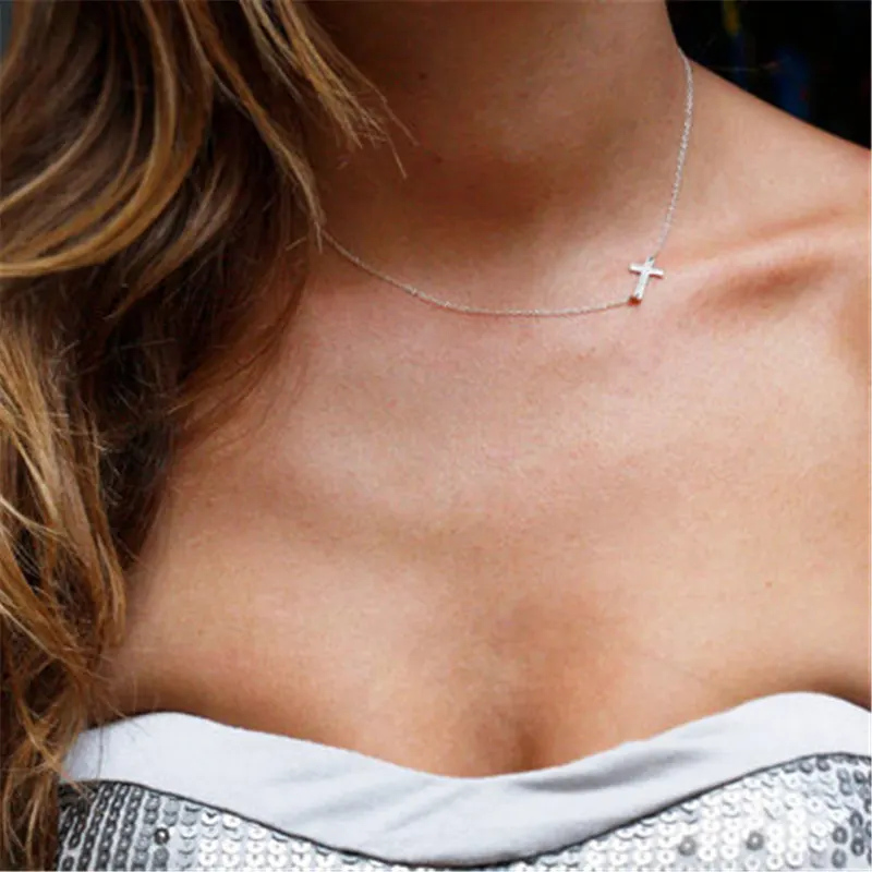 Новая модная подвеска крест ожерелье для женщин серебряная с золотом цепь