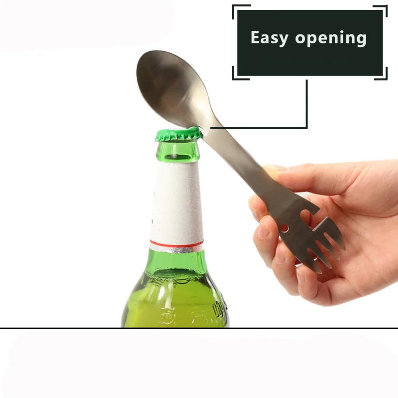 

Multifunctional camping equipment Cookware Spoon Fork Bottle Opener Portable Tool survival