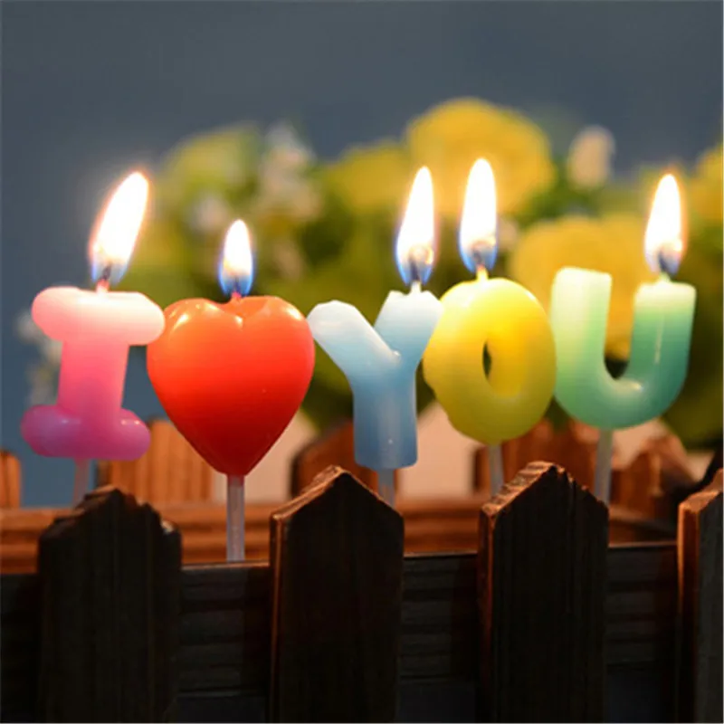 DIY свечи с надписью «I Love You» и надписью «Happy Birthday», новые романтические свечи для свадьбы и юбилея, украшения для торта, вечерние украшения для свадьбы