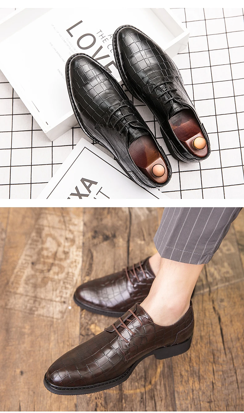 Men Dress Shoes Wedding Oxford Shoes Lace-Up high quality business Casual Shoes Mens Formal Shoes Flats Party Office Shoes 38-47