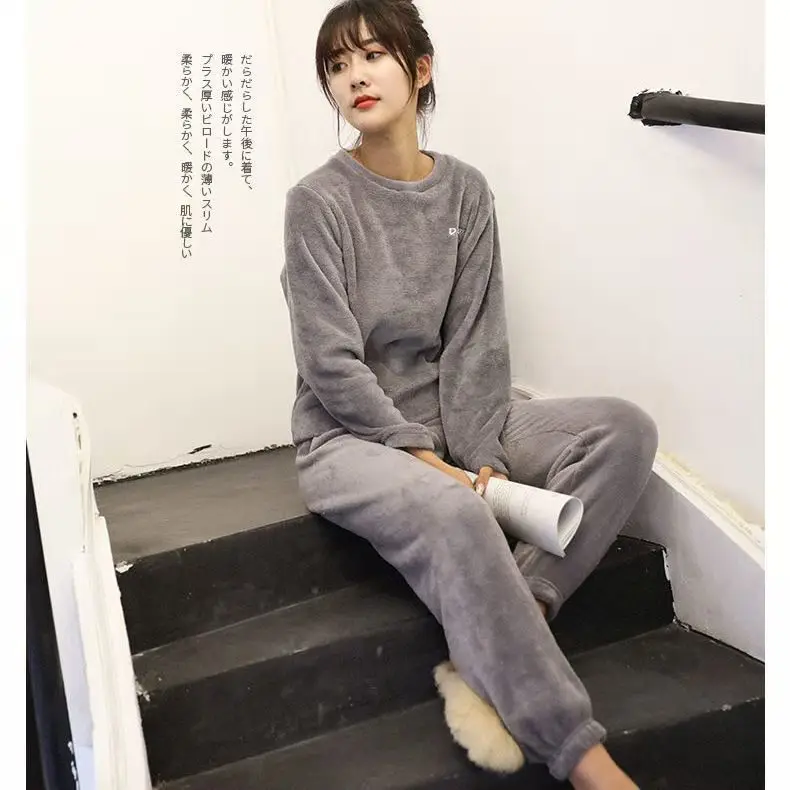 Толстая Коралловая флисовая женская пижама 2021 зимний домашний костюм для женщин