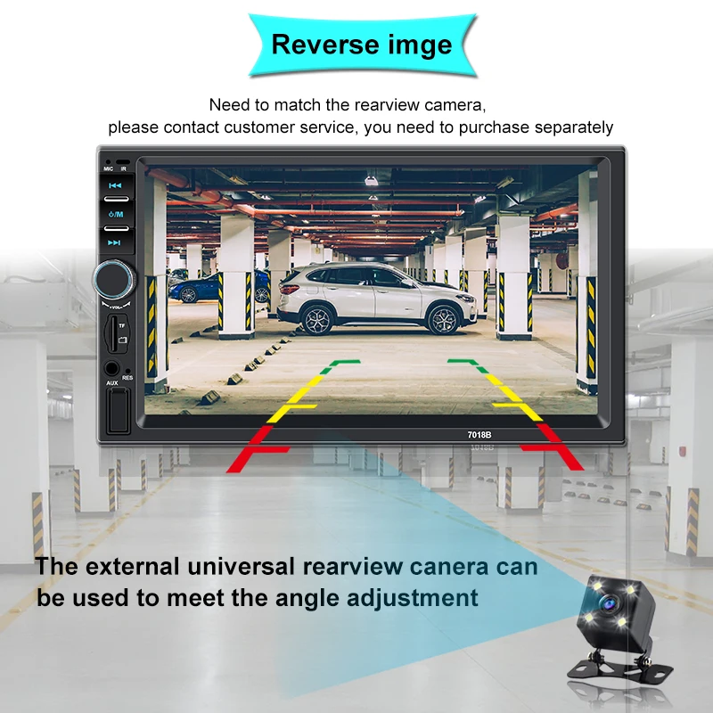 Автомагнитола 2DIN с сенсорным экраном 7 дюймов MP5-плеер Bluetooth сабвуфером камерой