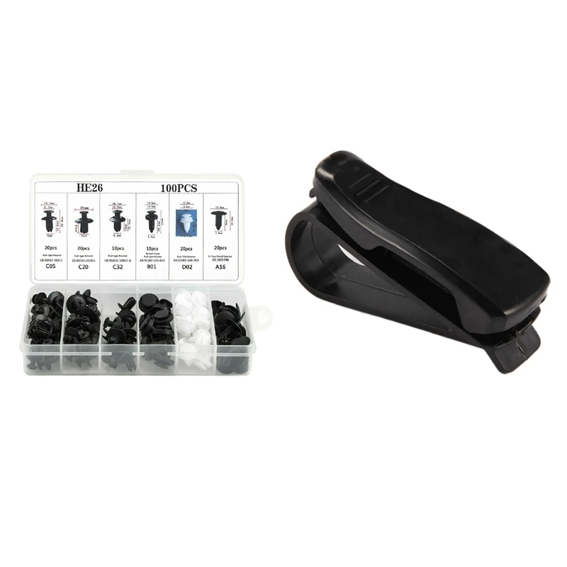 

Новинка-1 шт. автомобильный зажим-держатель для солнцезащитных очков и 100 шт. автомобильный фиксатор для крыла автомобиля фиксатор для бампе...