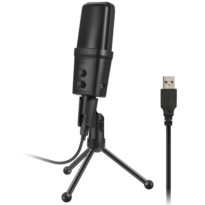 

USB Microphone, Microphone With Volume Adjustment Button, Extended Headset 3.5Mm Audio Hole For PC Mobile Phone Live