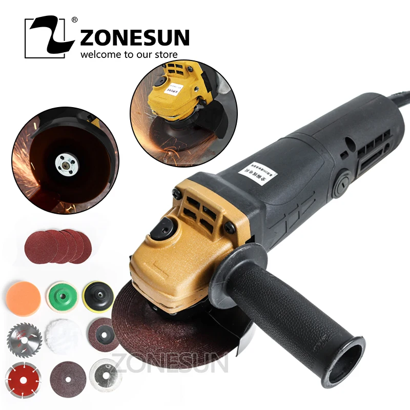 ZONESUN угловая шлифовальная машина 11500р/мин для резки полировальная ручной круг