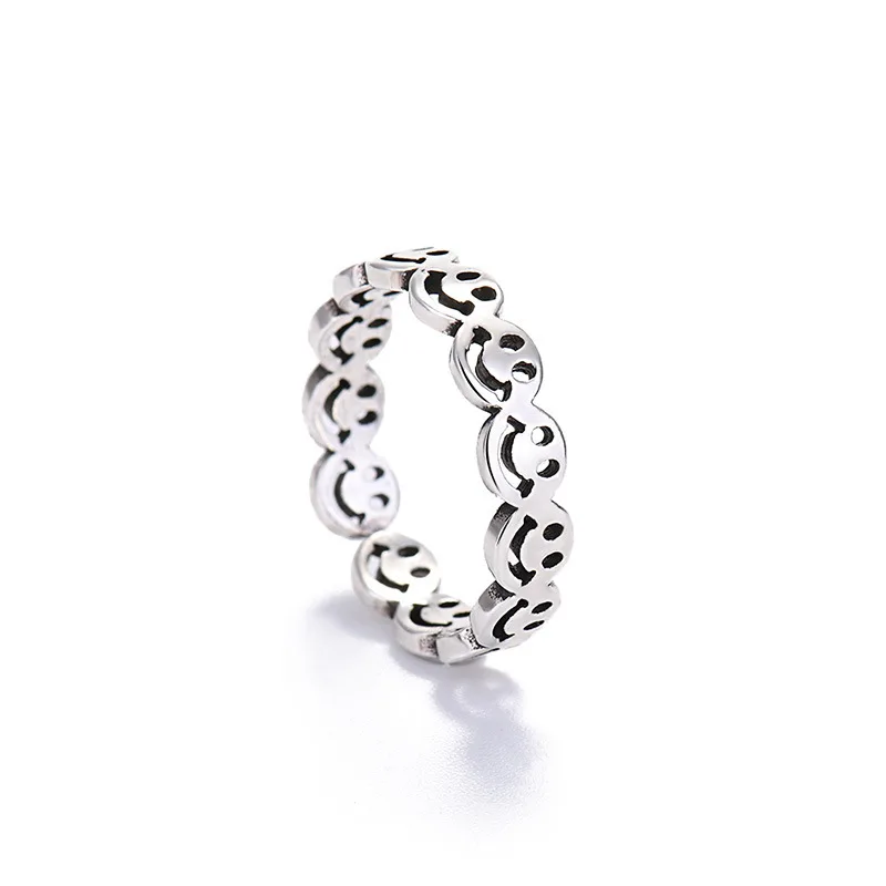 

Punk hip-hop opening adjustable happy smiling face opening smile ring circle for women fashion jewelry best gift кольца кольцо