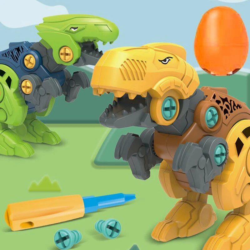 

Новинка разборные гайки динозавры с пластиковыми яйцами отвертка тираннозавр Велоцираптор самодельные винтовые блоки для мальчиков 3 лет