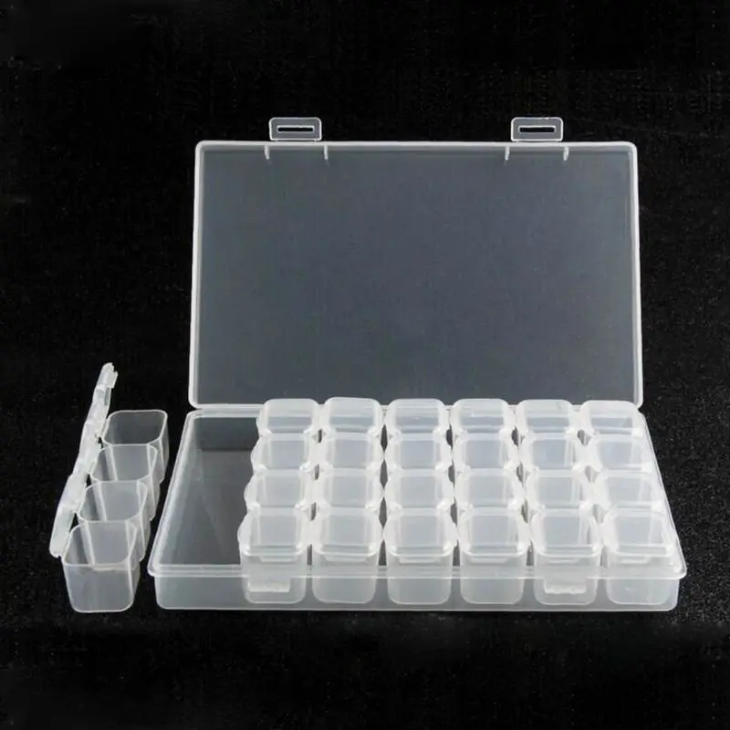 

Storage Tool DIY Removable Clear Plastic Organizer Nail Art Rhinestone 28 Diamonds Jewelry Grid Earrings Bead Necklace Storage B
