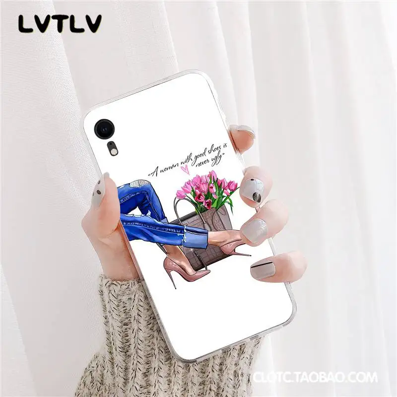 LVTLV Рождество принцесса девушка кофе Coque оболочки телефона чехол для iPhone 11 pro XS MAX 8