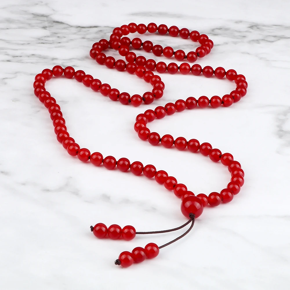 

Винтажное ожерелье 108 Mala Beads Сердолик Красный натуральный камень ручной работы узелкованная медитация Йога ювелирные изделия для женщин и м...