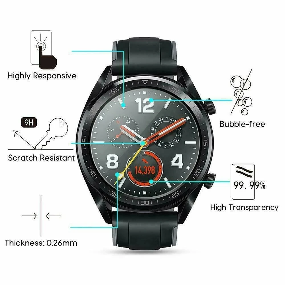 Закаленное стекло 9H для смарт-часов Huawei Watch GT 2 2E 2Pro 3Pro защитная пленка экрана Honor