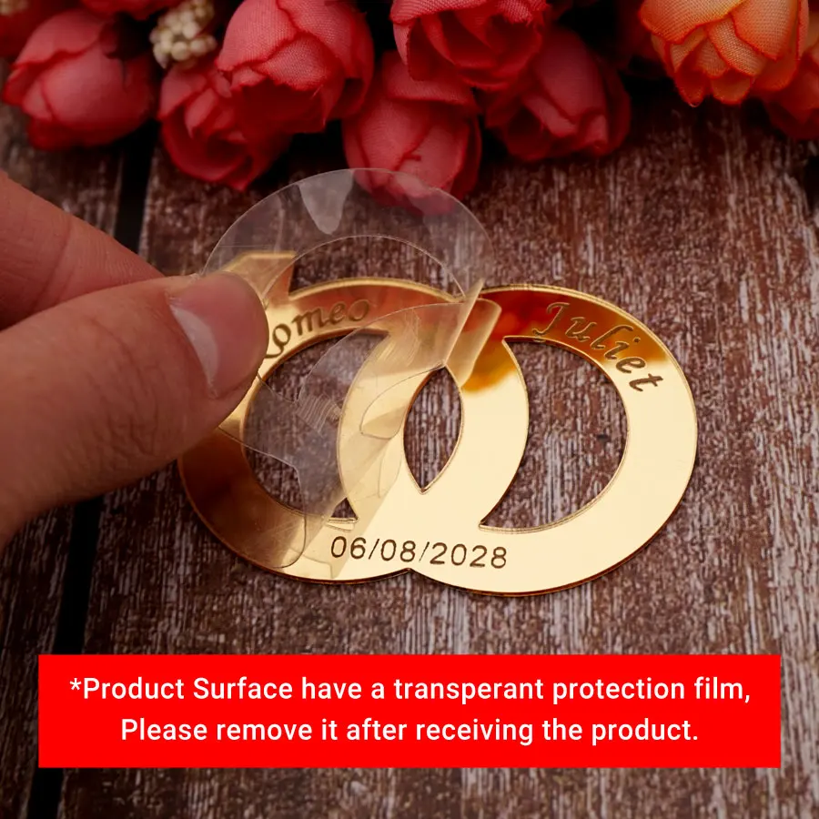 20 шт. акриловые зеркальные наклейки в виде двух колец для жениха ширина 7 см 5 4