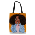 Модные женские льняные сумки для покупок HaoYun, холщовые сумки с рисунком африканских девушек, дизайнерские ручные сумки с рисунками из мультфильмов и искусств