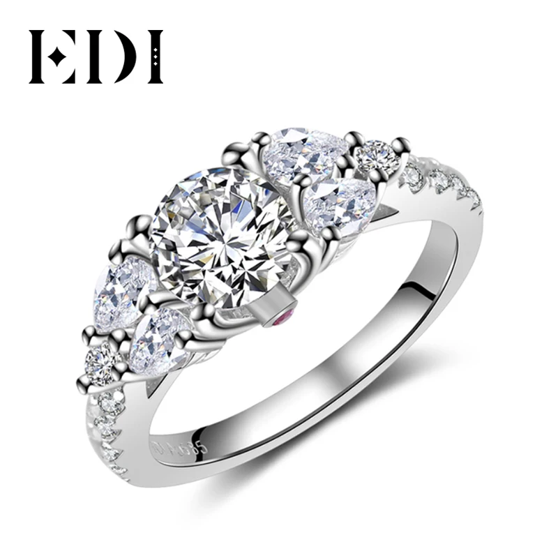 EDI роскошные классические обручальные кольца 1 25 карат из моиссанита 14 к 585 пробы
