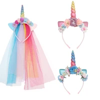 unicorn headband kids sweet floral horn hair band hair accessories birthday party handmade princess headwear wedding cosplay