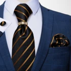 Роскошные черные золотые полосатые мужские галстуки 8 см 100% шелковый галстук Бизнес Свадебная вечеринка Gravatas мужские галстуки аксессуары подарок DiBanGu