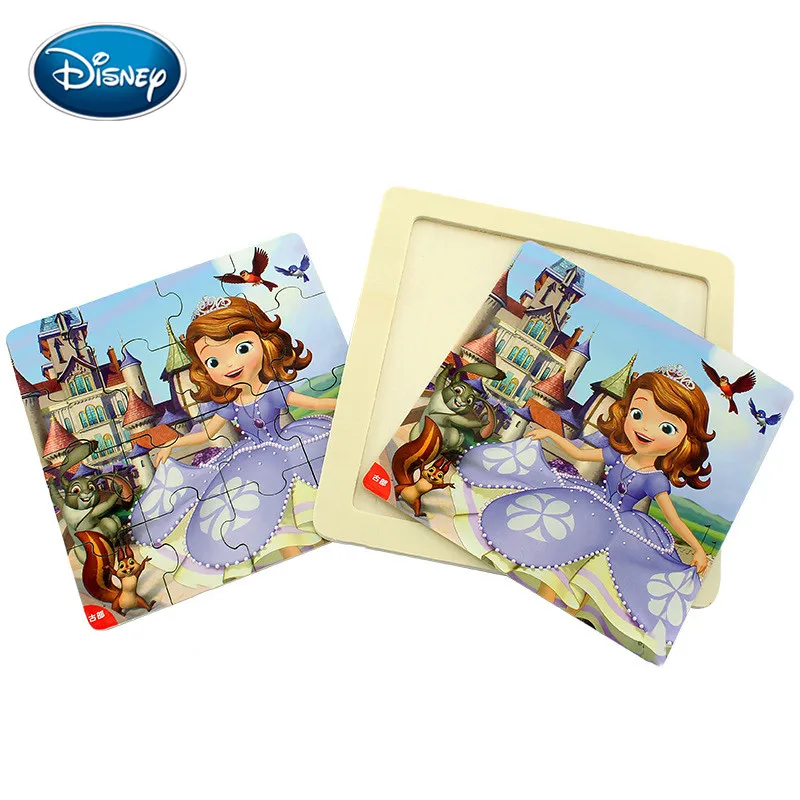 Дисней Дети 16 шт деревянные головоломки Микки Минни/София принцесса/гоночная