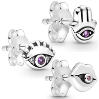 1 pc crystal hamasa hand of fatima earring studs mouth evil eyes earrings fashion jewelry 2021 christmas earrings for women gift