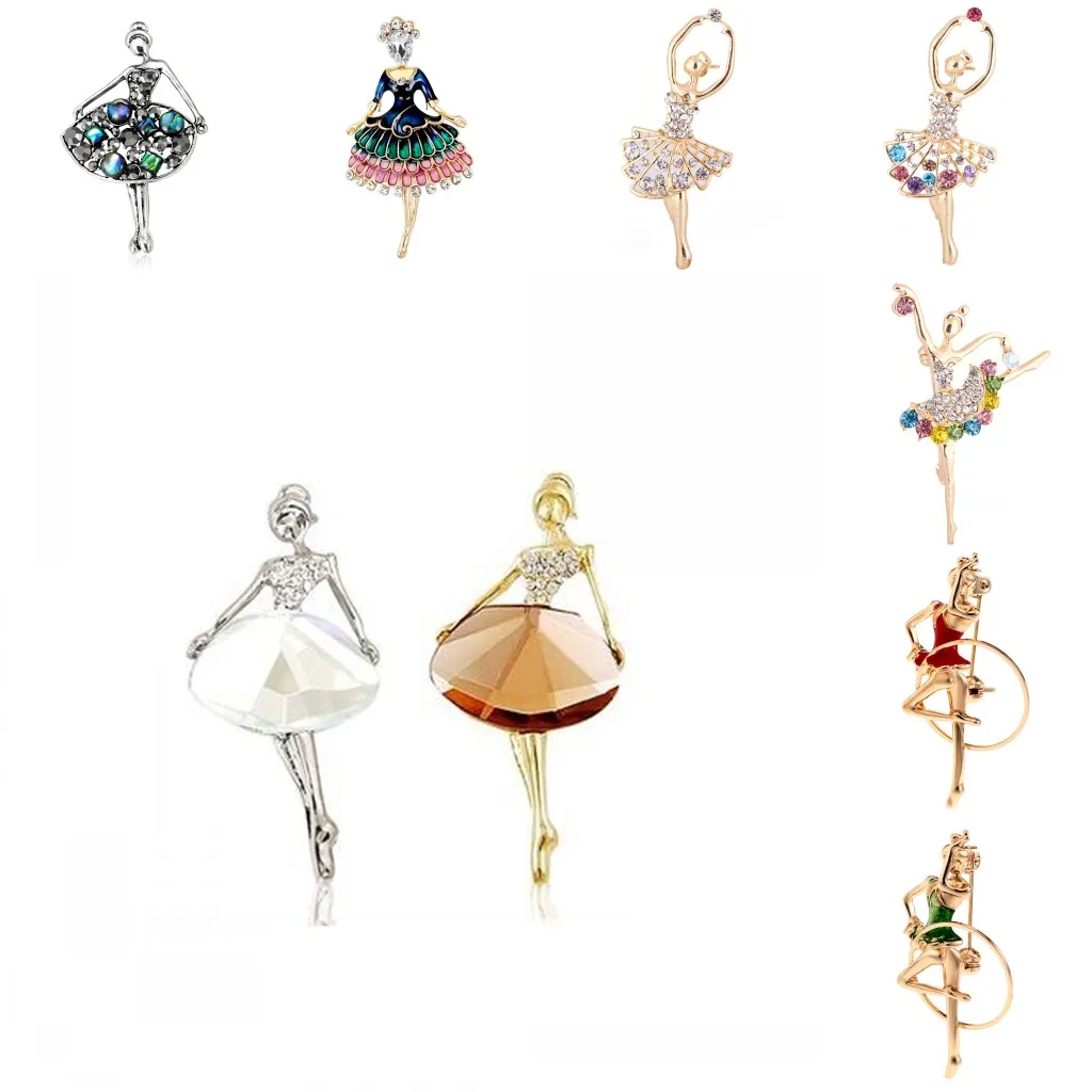 Изысканные кристаллы танцор Броши для женщин милые булавки бижутерия высокое