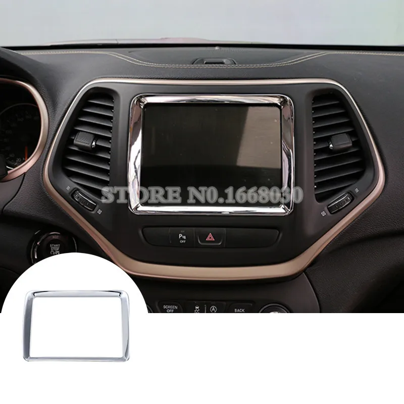 

ABS Chrome Dashboard GPS Navigation Trim Cover For Jeep Cherokee 2014-2016 Car accesories interior Car Trim