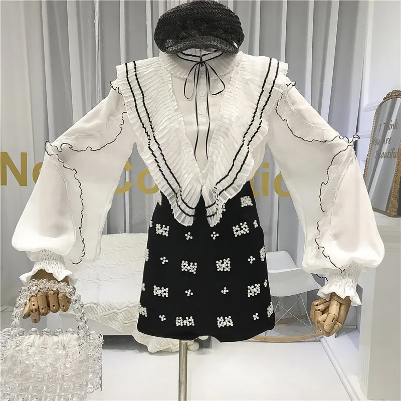 HAMALIEL осенняя женская блузка комплект из двух предметов модная шифоновая с