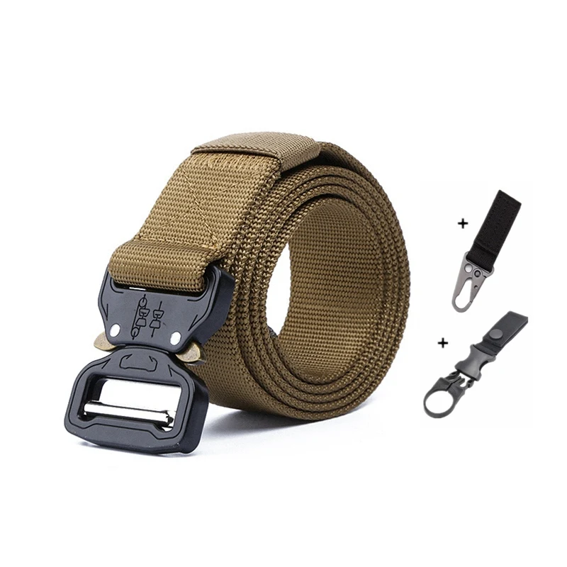 K belt and 2 hook Тактический ремень для спорта на открытом воздухе, нейлоновые поясные ремни с аксессуарами для охоты, армии, тяжелая тренировочная Боевая Мужская Военная - Color: K belt and 2 hook