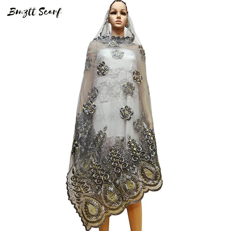Новые африканские женские шарфы большой шарф с вышивкой бисером размер из тюли