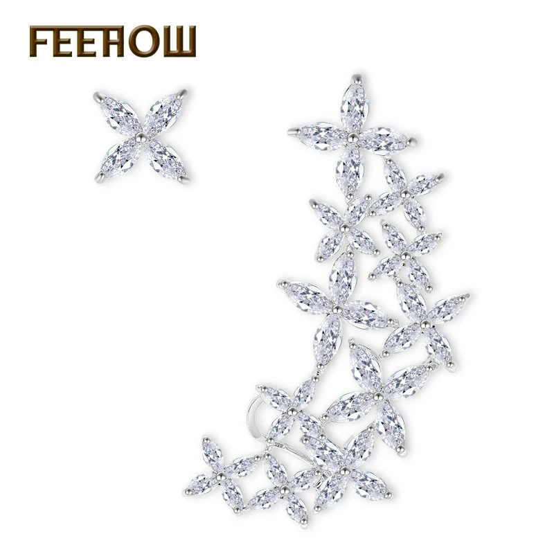 FEEHOW Milky Way Marquise серьги с фианитом куртки блестящий белый цветок со стразами