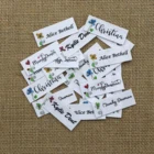100 шт., этикетки для глажки на заказ, этикетки для одежды на заказ, тексты, наклейки для глажки, этикетки с именем из органической хлопчатобумажной ткани (YT041)