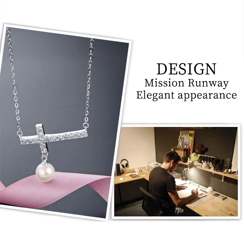 

Pendant Necklace Women Statement Personalized Necklace Jewelry Gift Wholesale Zircon Pearl Cross Chain Brand Design Good Quality