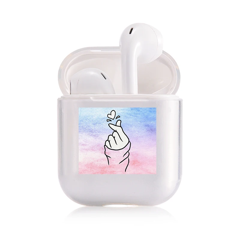 I300211 Хроматический модный наушник чехол для Apple Airpods чехол простой милый любовь сердце Bluetooth поп AirPods чехол прозрачный жесткий чехол - Цвет: I300211
