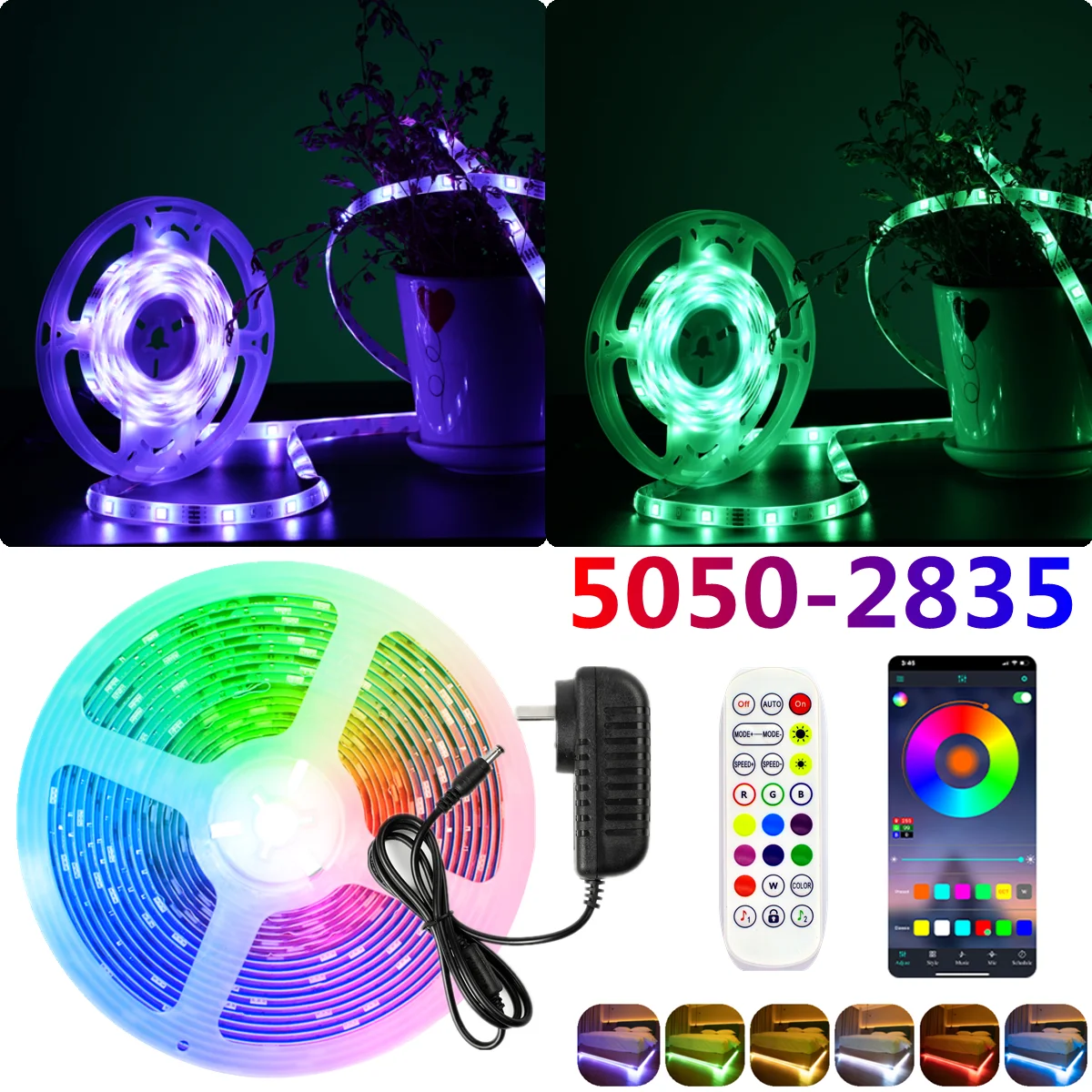 

LED Strip Lights Waterproof Lamp RGB 5050 SMD 2835 Flexible Tape Diode luces led 5M 10M 15M 20M DC12V For Holiday Decoration