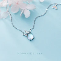 modian 2021 autumn dream unicorn sparkling opal pendant fashion real 925 sterling silver rainbow necklace for women jewelry gift