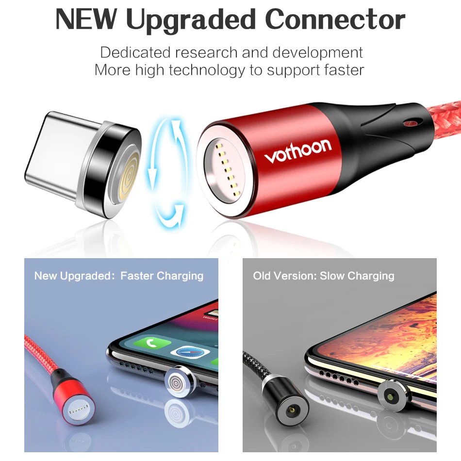 Магнитный usb-кабель votoon 2 м, 3 А, быстрая зарядка, Micro USB type-C кабель для iPhone 11 Pro, samsung S10, Xiaomi, магнитное usb-зарядное устройство