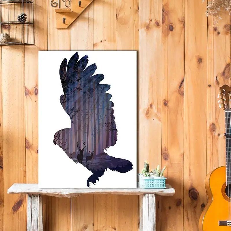 Beste 1Pcs Hd Poster Eagle En Herten Art Poster Muur Foto Canvas Wall Art Schilderen Voor Slaapkamer Muur Decor 1T