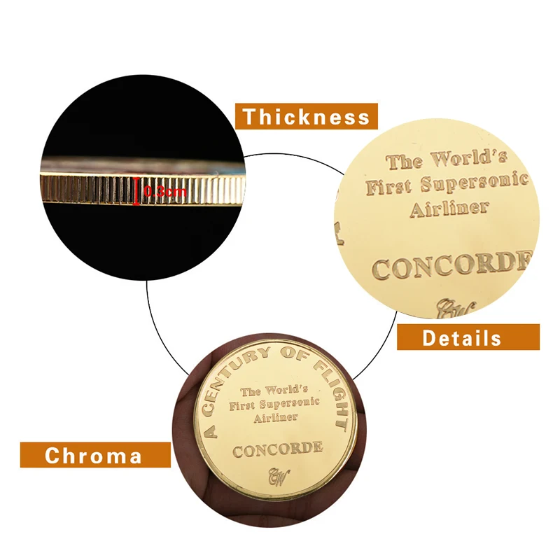 Монета последний полет Конкорда памятная монета с позолотой первая в мире